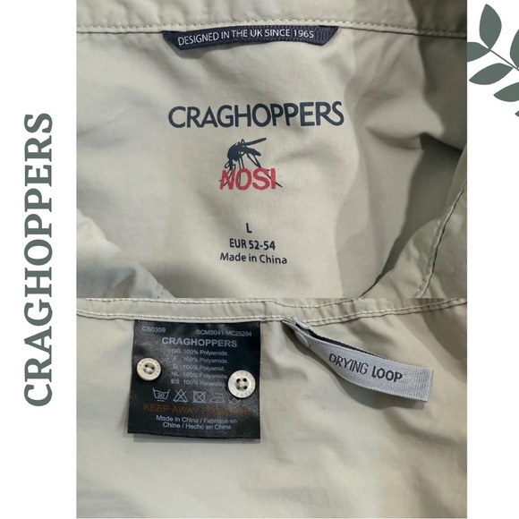 🛍️3/$40 Craghoppers Lightweight Anti-Insect Shirt Beige Long Sleeve   Large - Picture 6 of 6